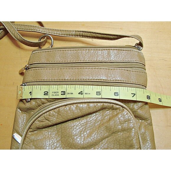 Purse King Mini Duchess Crossbody Bag Purse Organizer Soft Leather Tan Beige - Picture 10 of 12